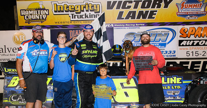 Tyler Bruening won both features for the Malvern Bank Super Late Models.